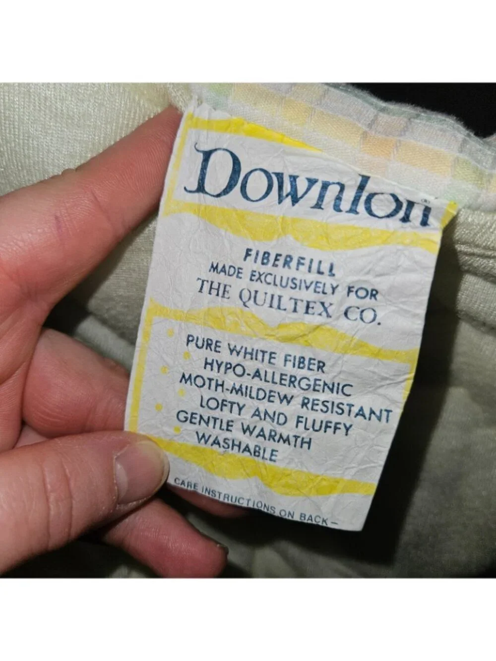 VTG Downlon Quiltex Yellow Orange Green White Plaid Baby Blanket Comforter 29x40